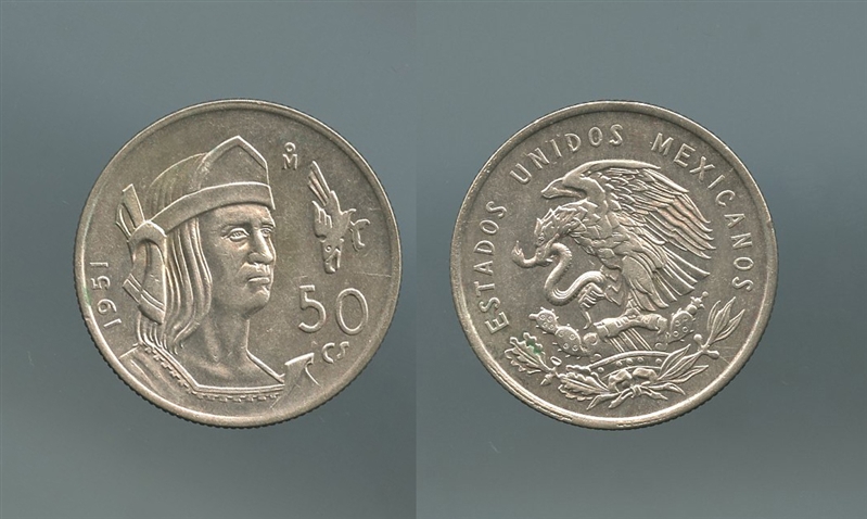 MESSICO, 50 Centavos 1951 - Clicca l'immagine per chiudere