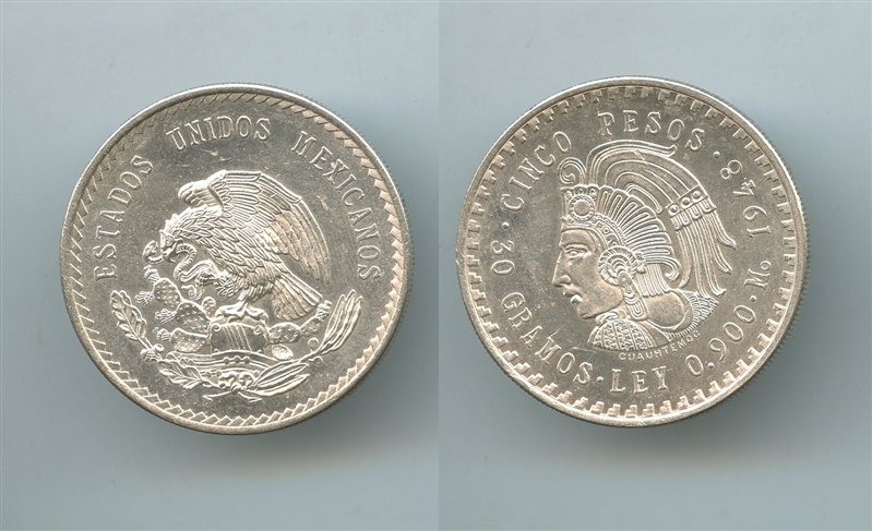 MESSICO, 5 Pesos 1948