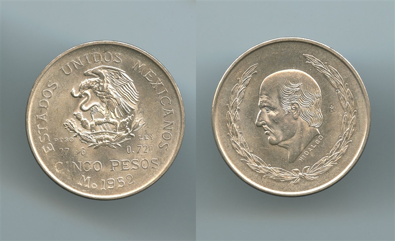 MESSICO, 5 Pesos 1952