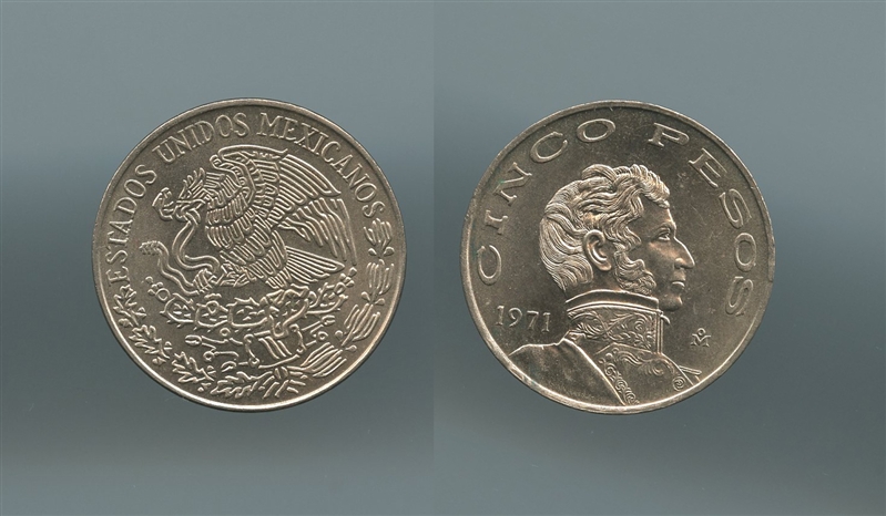 MESSICO, 5 Pesos 1971