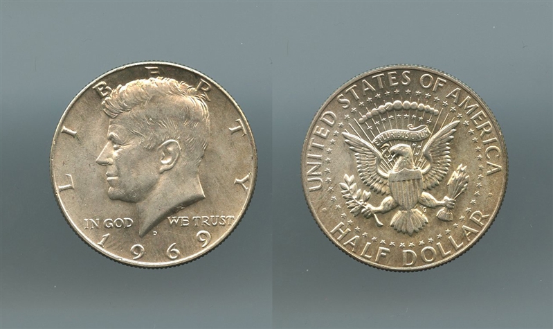 USA, Kennedy Half Dollar 1969 D