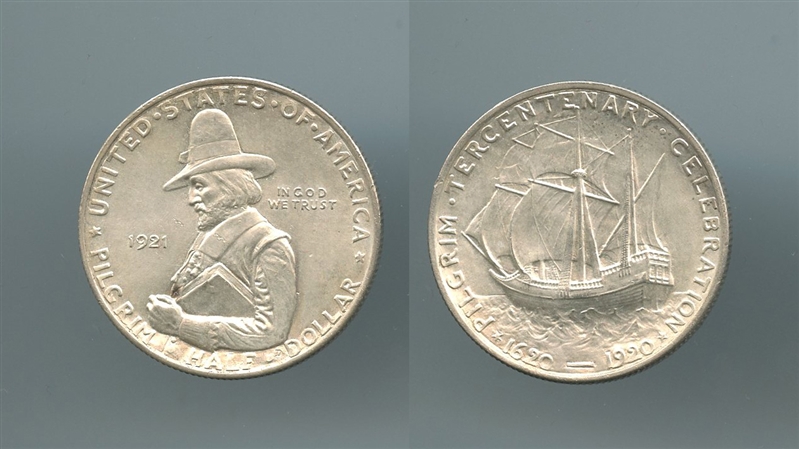 USA, Half Dollar o 50 Cents 1921 "Pilgrim Tercentenary"