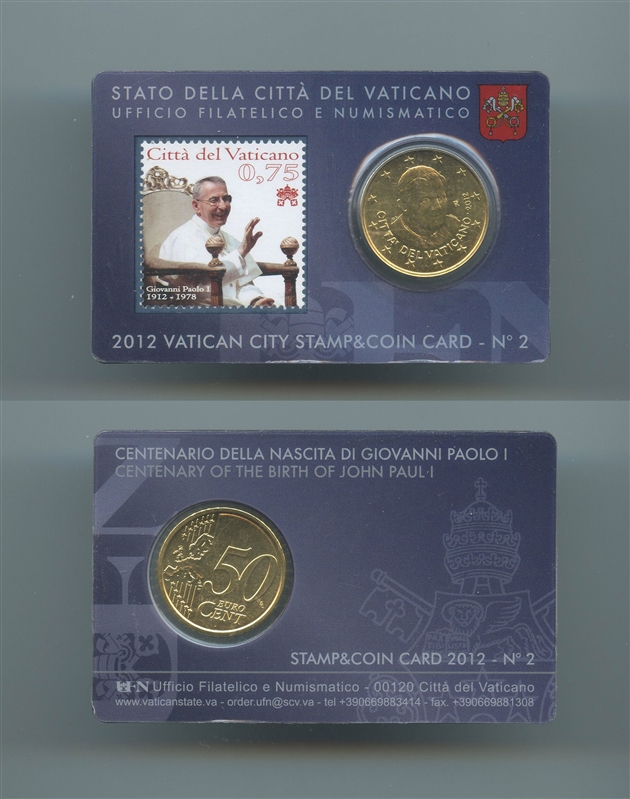 VATICANO, Benedetto XVI (2005-2013) 50 Centesimi 2012 "Centenario della nascita di Giovanni Paolo I" - Clicca l'immagine per chiudere