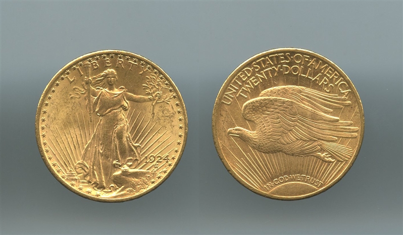 USA, 20 Dollars St. Gaudens 1924 - Clicca l'immagine per chiudere