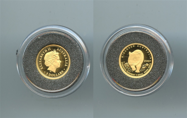 AUSTRALIA, Elizabeth II, 5 Dollars 2007, "Vombato comune"