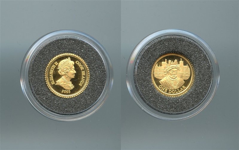 COOK ISLANDS, Elizabeth II, 1 Dollar 2003 "Enrico VIII" - Clicca l'immagine per chiudere