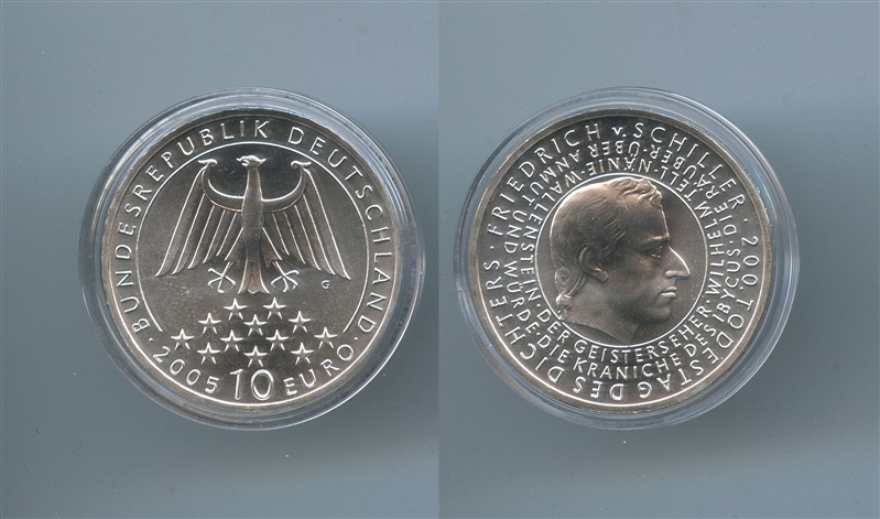 GERMANIA, 10 Euro 2005 G, "Friedrich von Schiller"