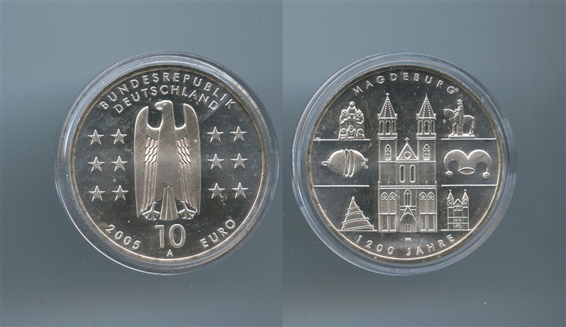 GERMANIA, 10 Euro 2005 A, "Magdeburg" - Clicca l'immagine per chiudere