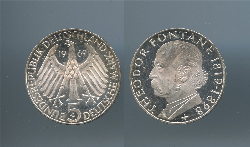 GERMANIA, 5 Mark 1969 G "Theodor Fontane"