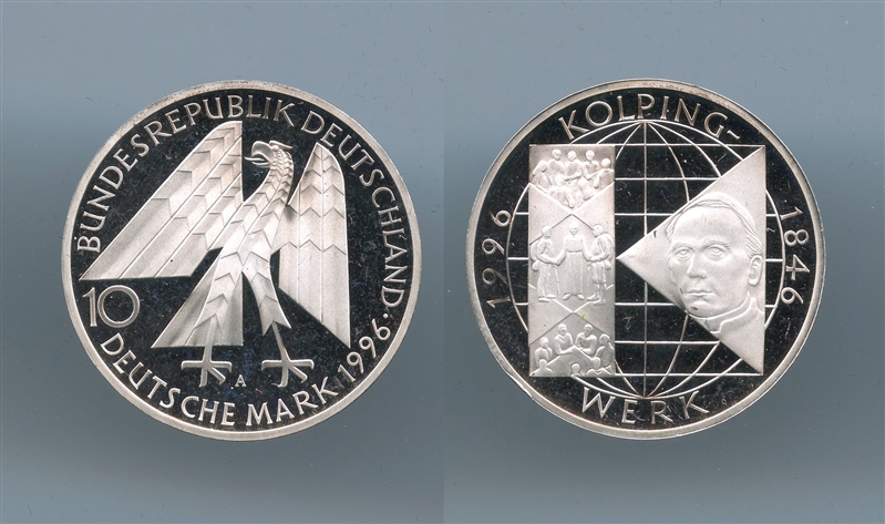 GERMANIA, 10 Mark 1996 A "150 fondazione kolpingwerk" - Clicca l'immagine per chiudere