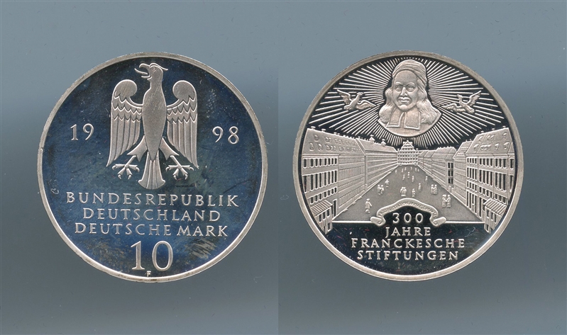 GERMANIA, 10 Mark 1998 F, "300 Franckesche Charitable Endowment"