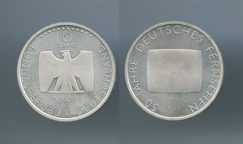 GERMANIA, 10 Euro 2002 G "50 anni della televisione tedesca" - Clicca l'immagine per chiudere