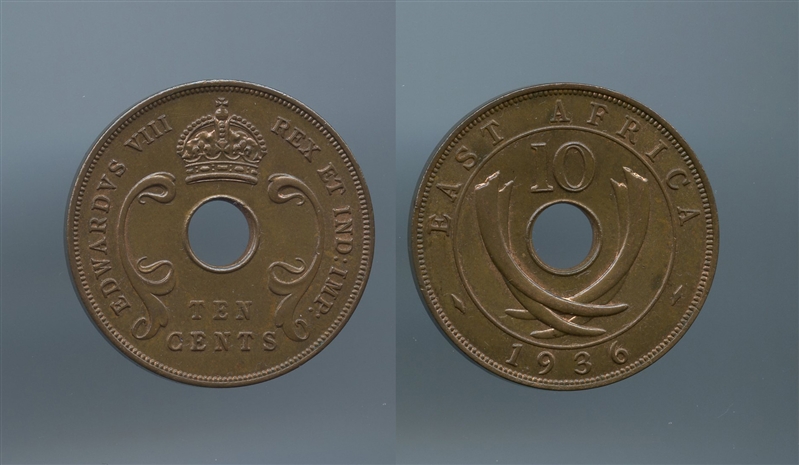 EAST AFRICA, Edward VIII, 10 Cents 1936
