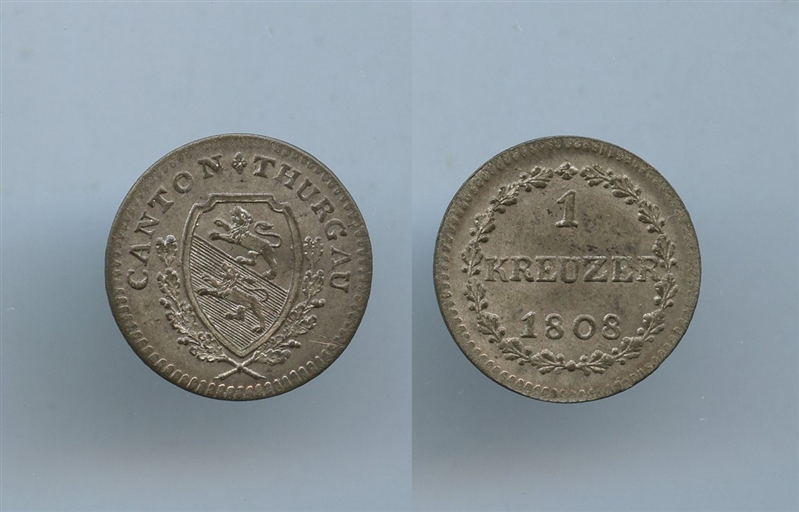 SVIZZERA, Thurgau, 1 Kreuzer 1808 - Clicca l'immagine per chiudere