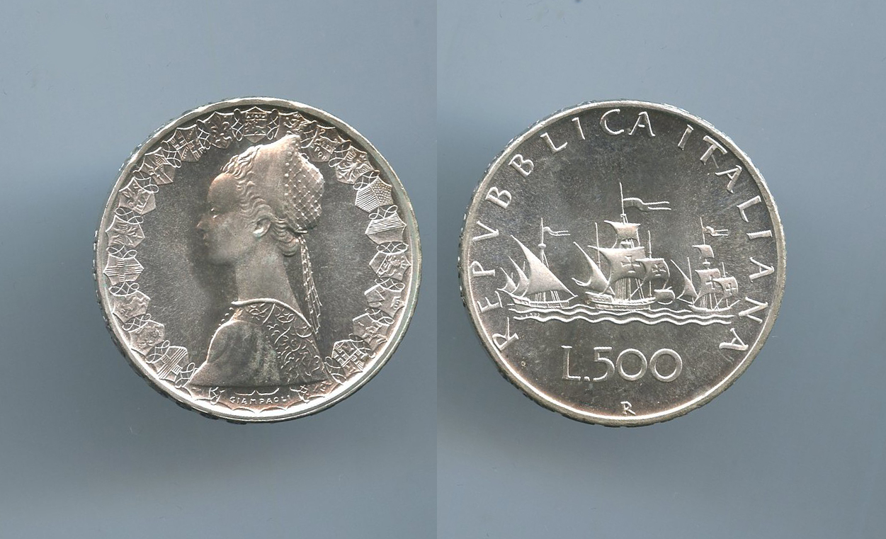 REPUBBLICA ITALIANA, 500 Lire 1980 "Caravelle"