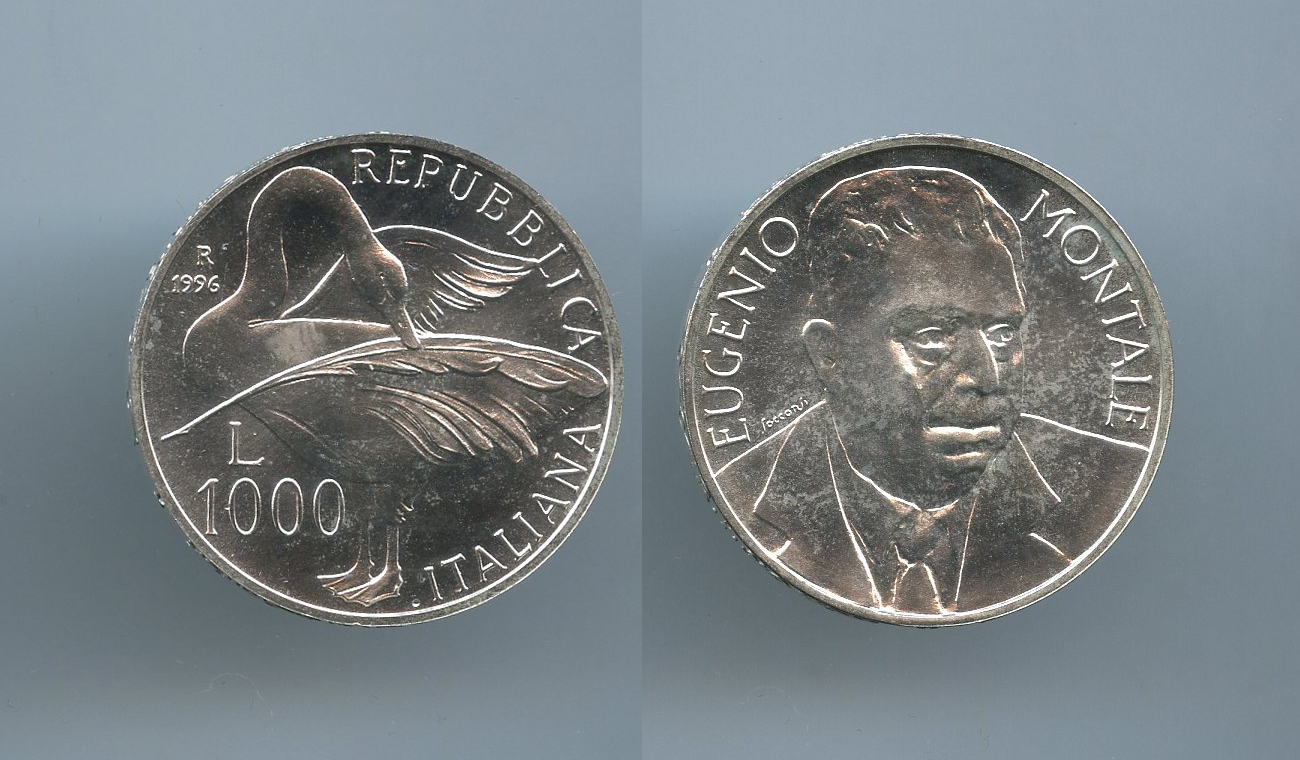 REPUBBLICA ITALIANA, 1000 Lire 1996 "Montale - 100 della nascita"