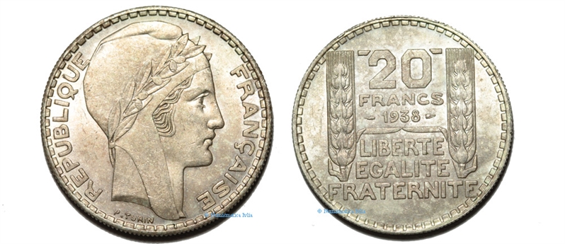 FRANCIA, 20 Francs 1938