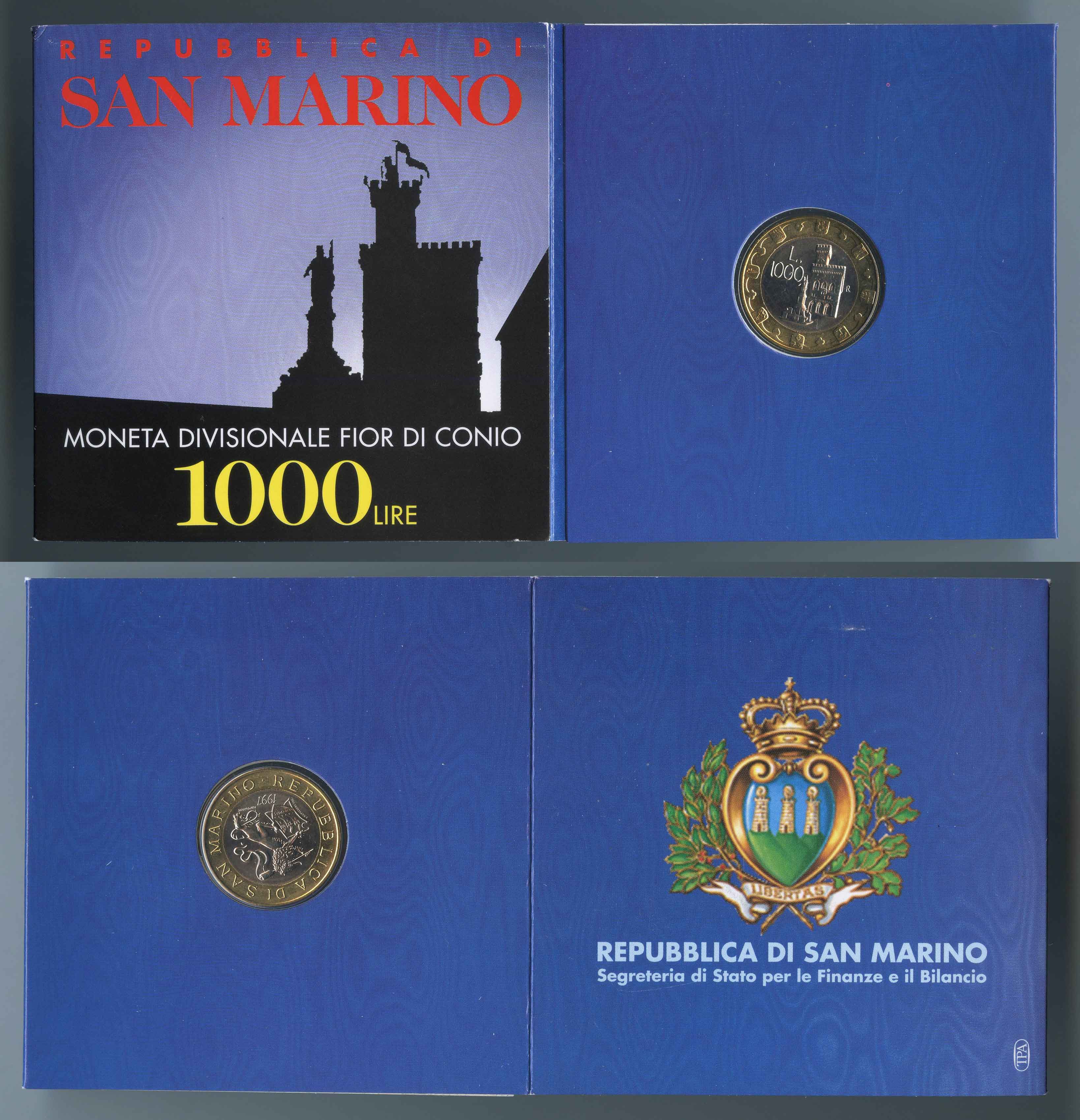 SAN MARINO, 1000 Lire 1997 "Leone Araldico"