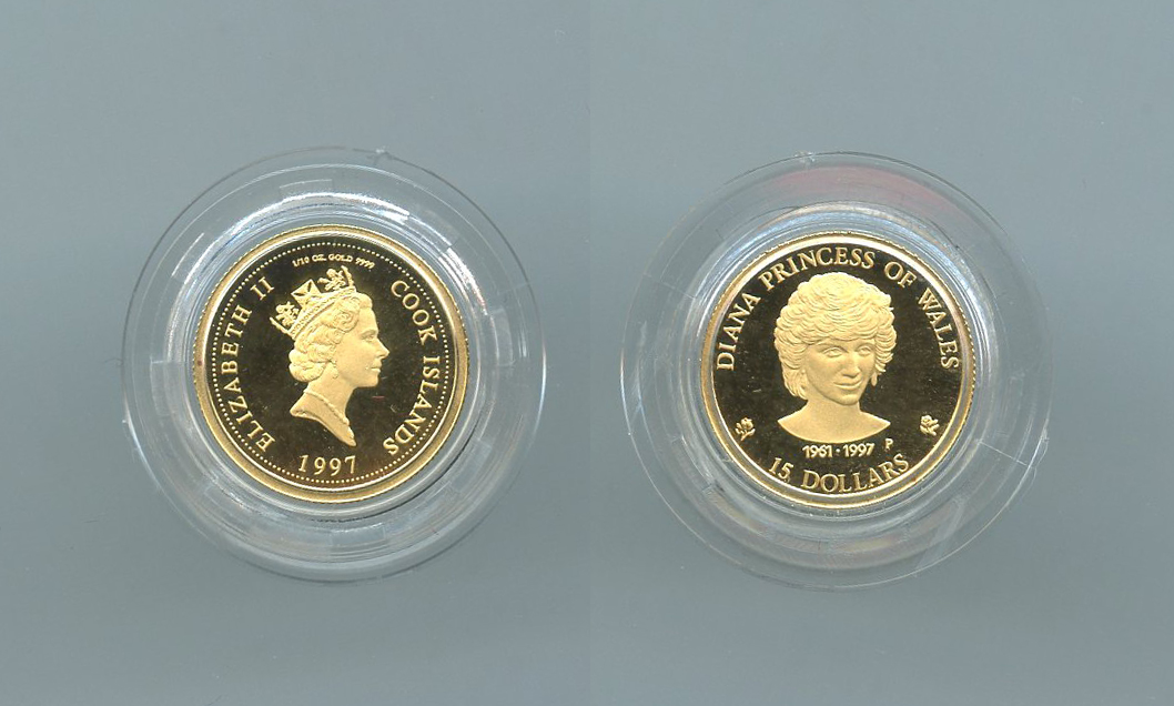 COOK ISLANDS, Elizabeth II, 15 Dollars 1997 "Lady Diana"