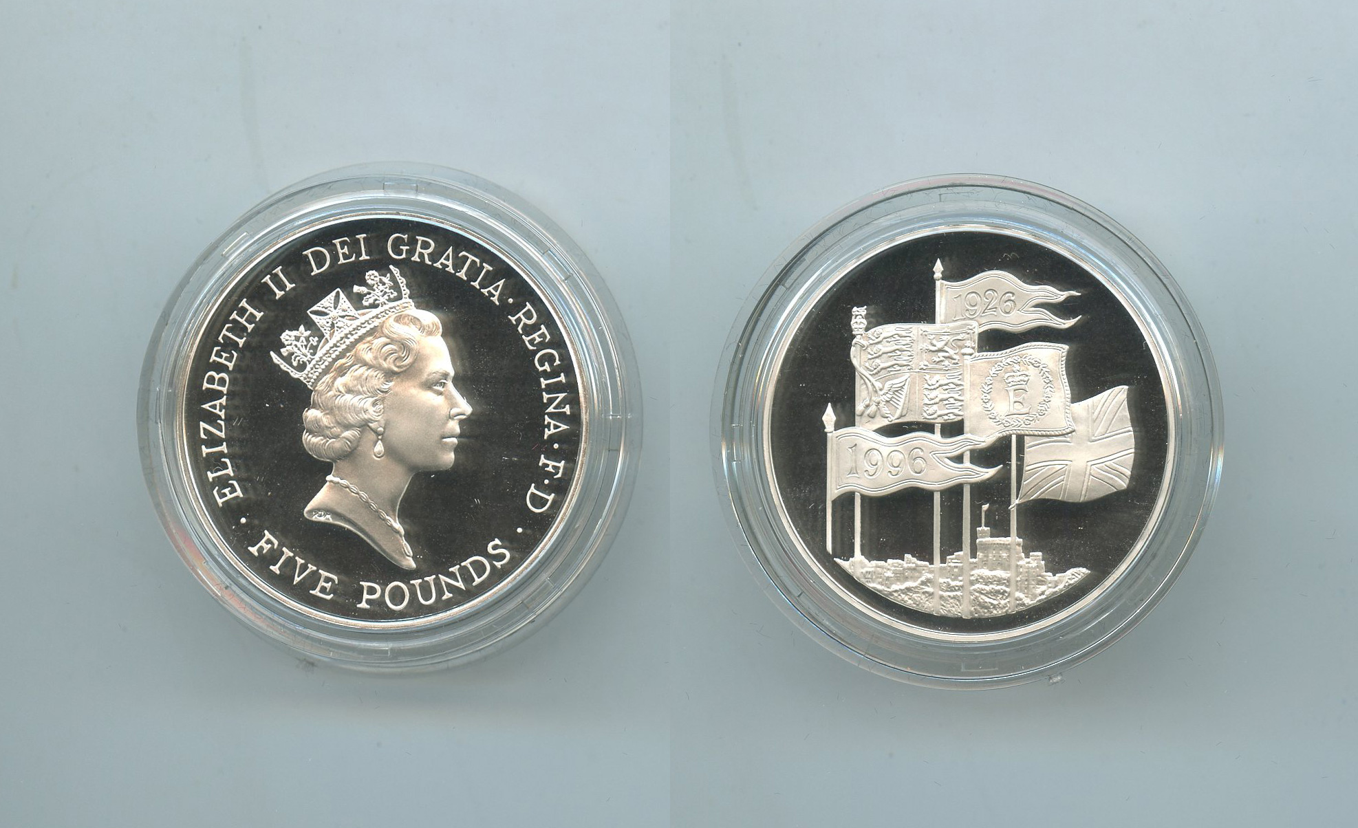 REGNO UNITO, Elizabeth II, 5 Pounds 1996 "70Â° Elizabeth II"
