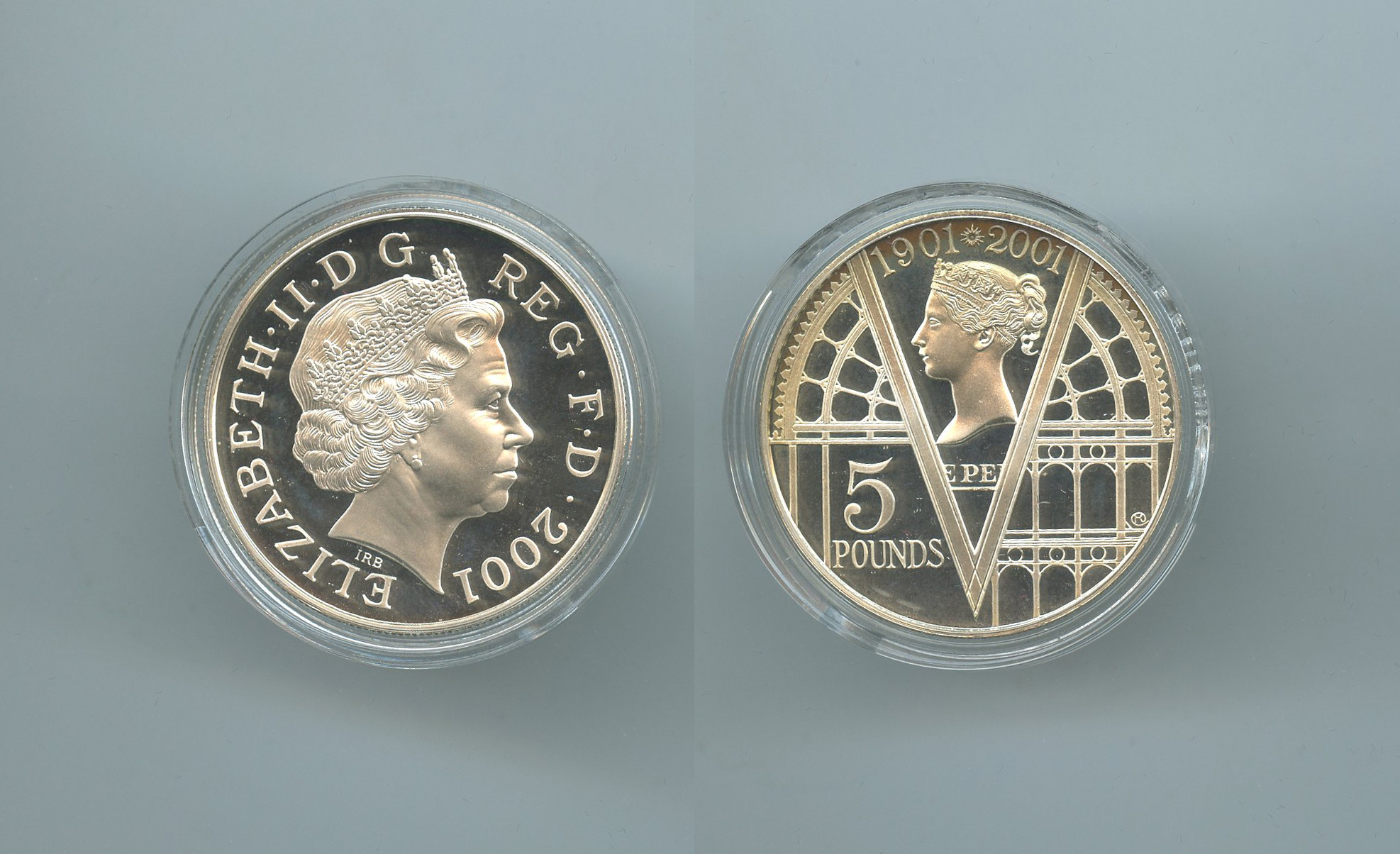 REGNO UNITO, Elizabeth II, 5 Pounds 2001 "100Â° Victoria"