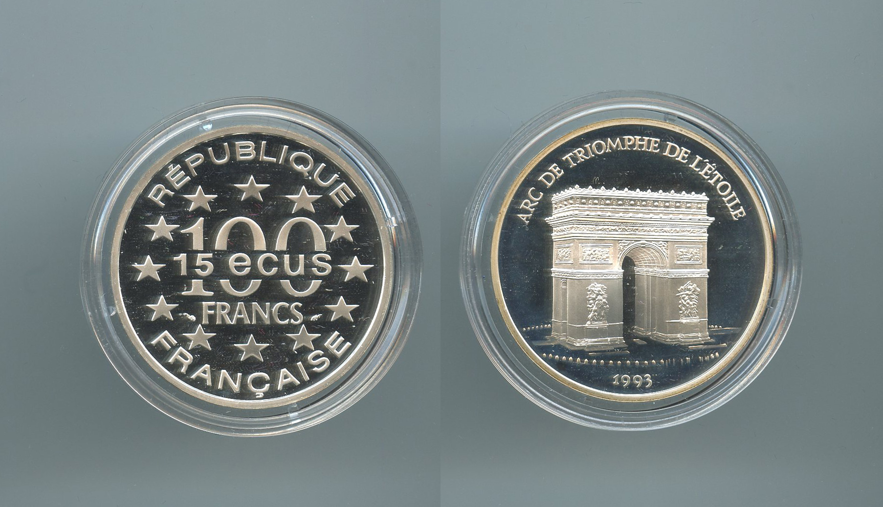 FRANCIA, 100 Francs - 15 Ecus 1993 "Lâ€™ Arco di Trionfo"