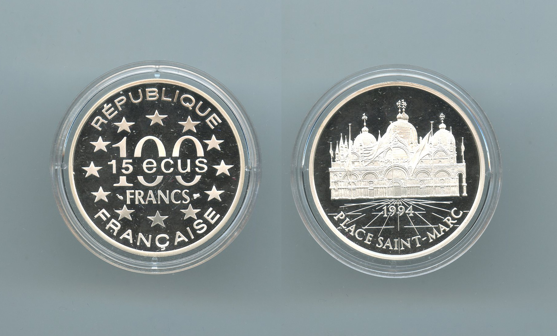 FRANCIA, 100 Francs - 15 Ecus 1994 "Piazza San Marco"