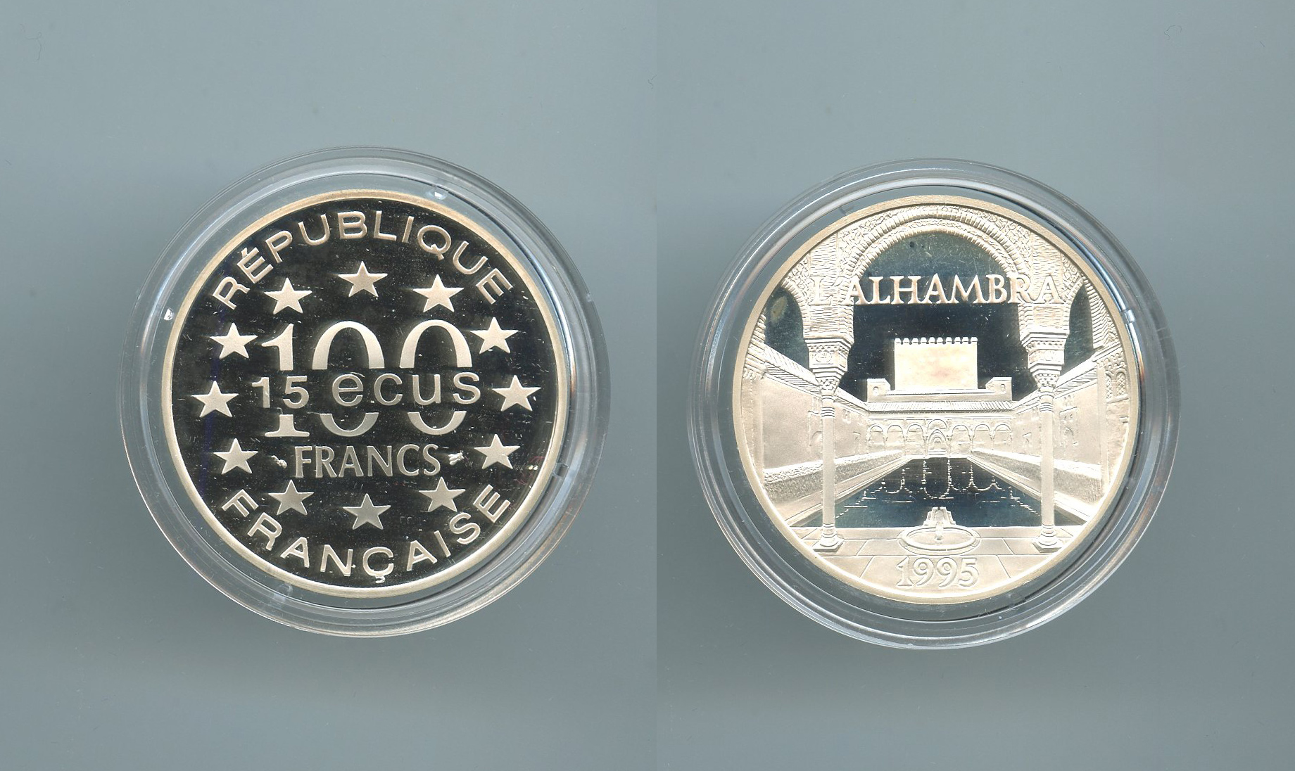 FRANCIA, 100 Francs - 15 Ecus 1995 "Lâ€™Alhambra"