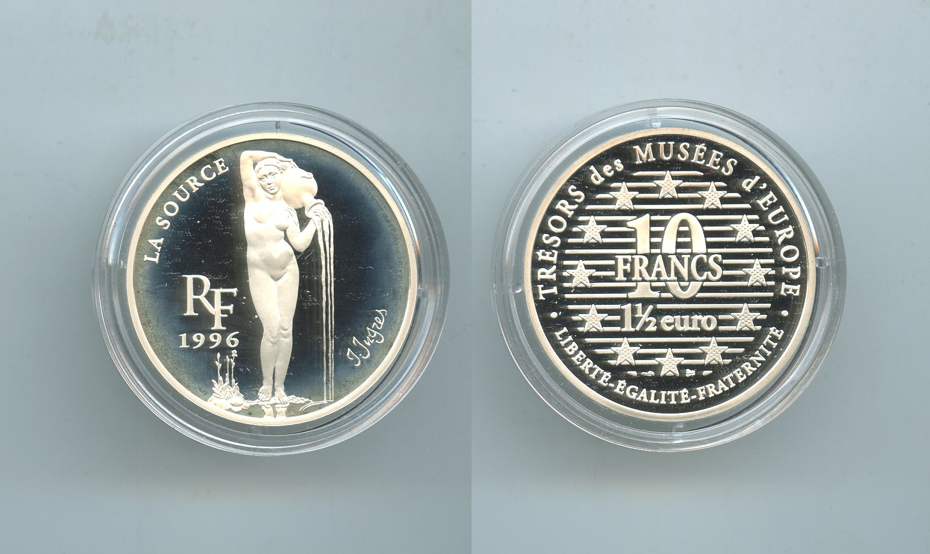 FRANCIA, 10 Francs - 1,5 Euro 1996 "La sorgente - Jean Auguste Dominique Ingres"