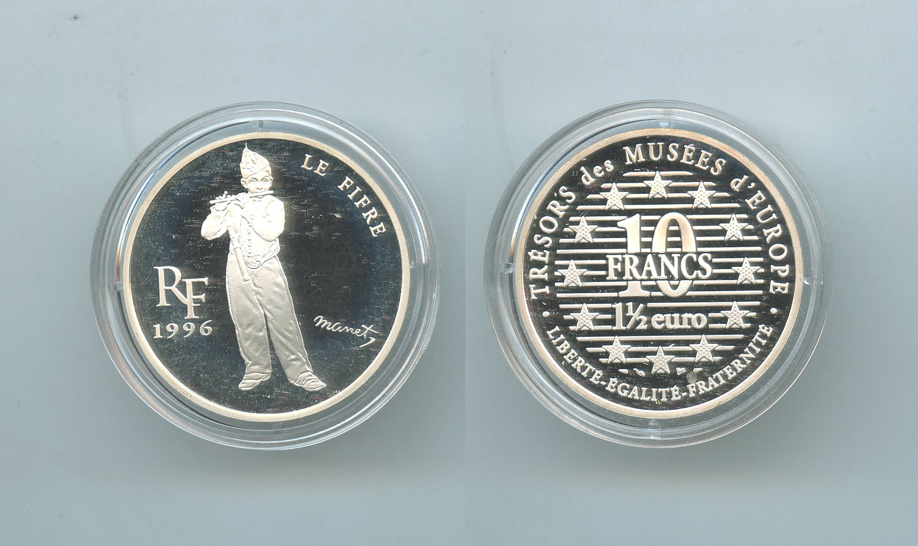 FRANCIA, 10 Francs - 1,5 Euro 1996 "Il pifferaio - Ã‰douard Manet"