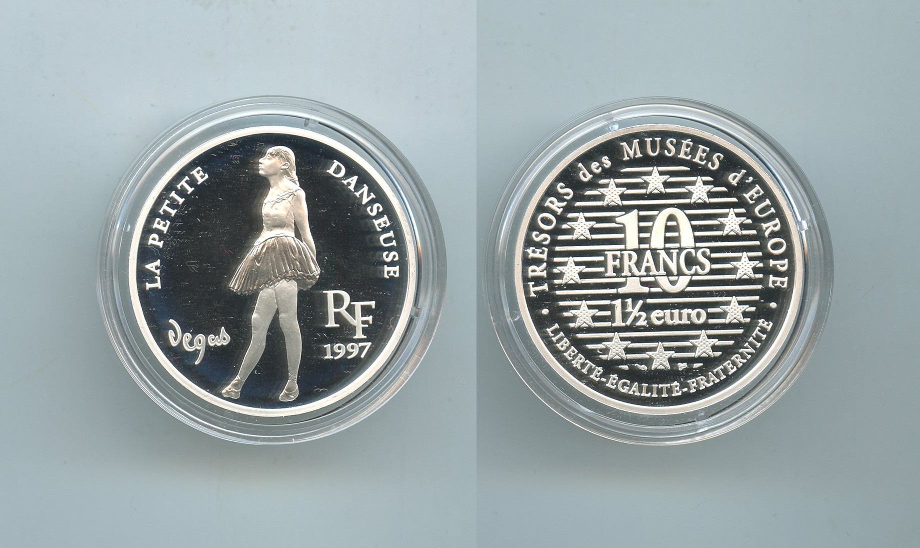 FRANCIA, 10 Francs - 1,5 Euro 1997 "Piccola danzatrice di quattordici anni - Edgar Degas"