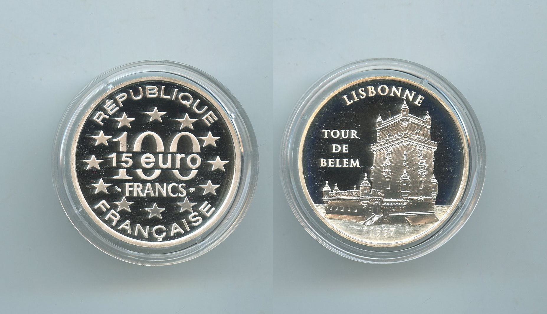 FRANCIA, 100 Francs - 15 Ecus 1997 "Torre di BelÃ©m - Lisbona"