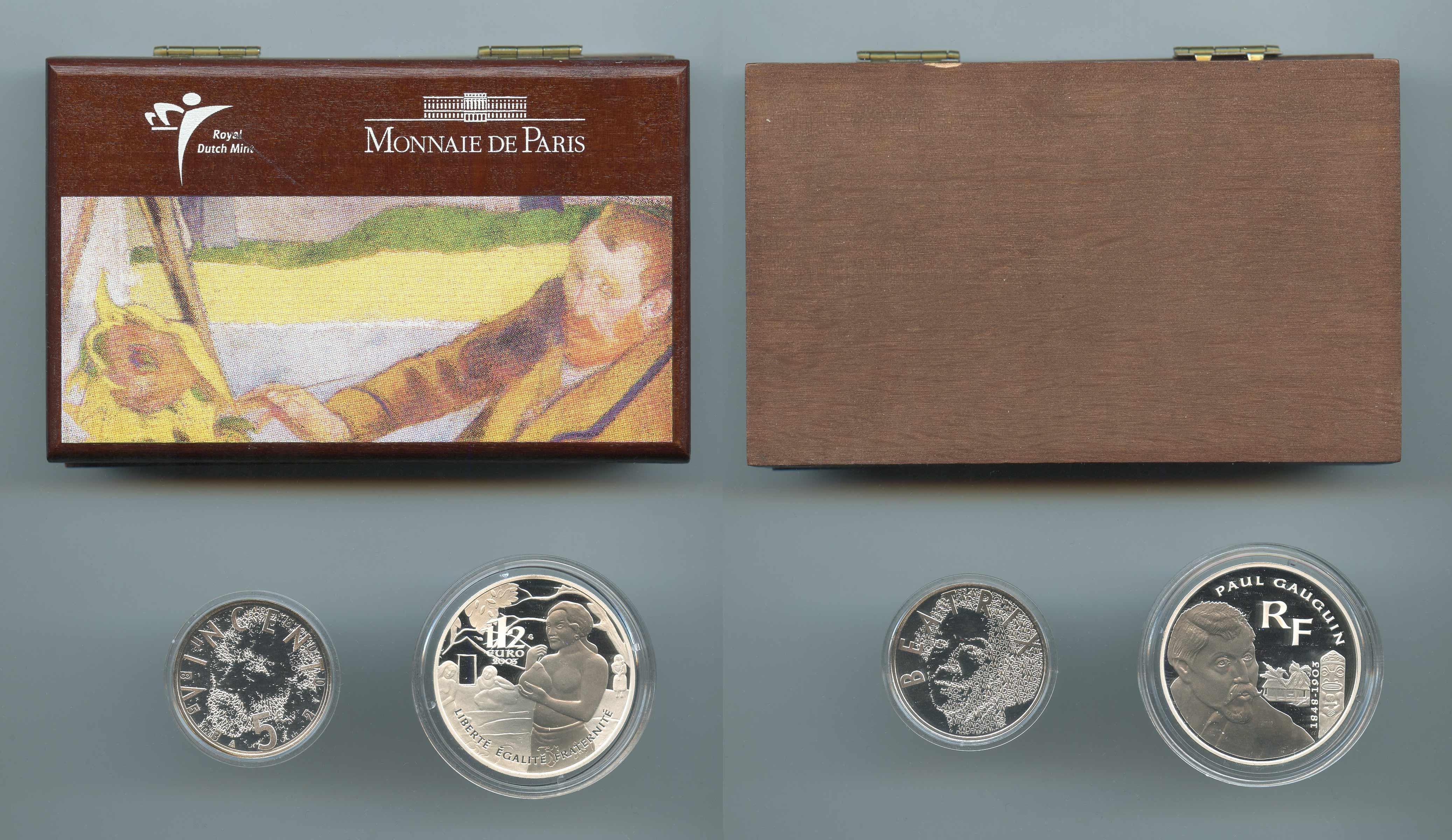 FRANCIA - OLANDA, 1-1/2 Euro 2003 "Gauguin" e 5 Euro 203 "Van Gogh"