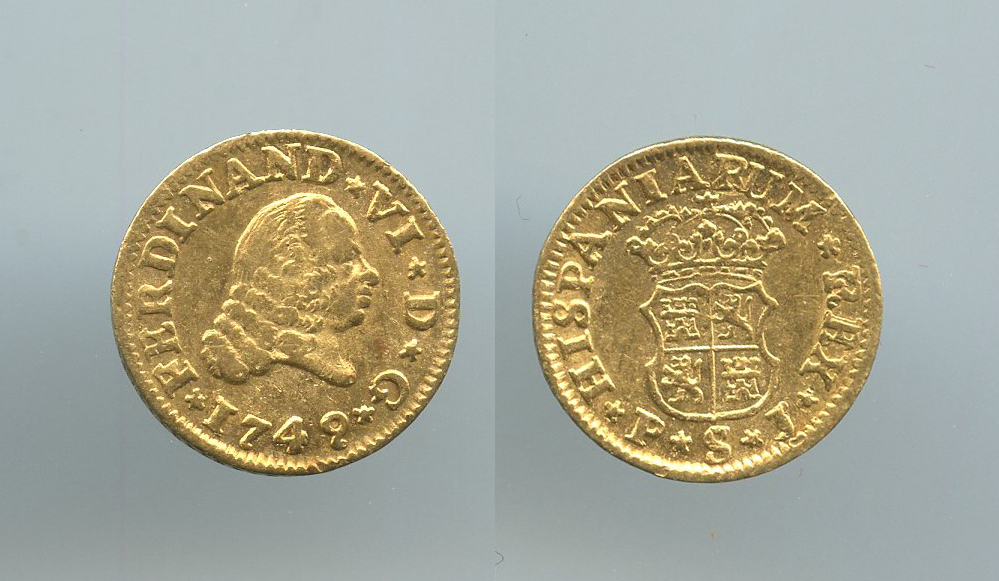 SPAGNA, Ferdinando VI (1746-1759) 1/2 Escudo 1749 P J