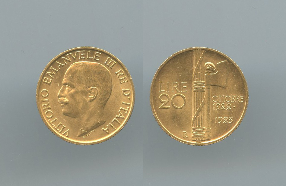 REGNO D' ITALIA, Vittorio Emanuele III (1900-1943) 20 Lire 1923 "Fascetto" REGNO D' ITALIA, Vittorio Emanuele III (1900-1943) 20 Lire 1923 "Fascetto"