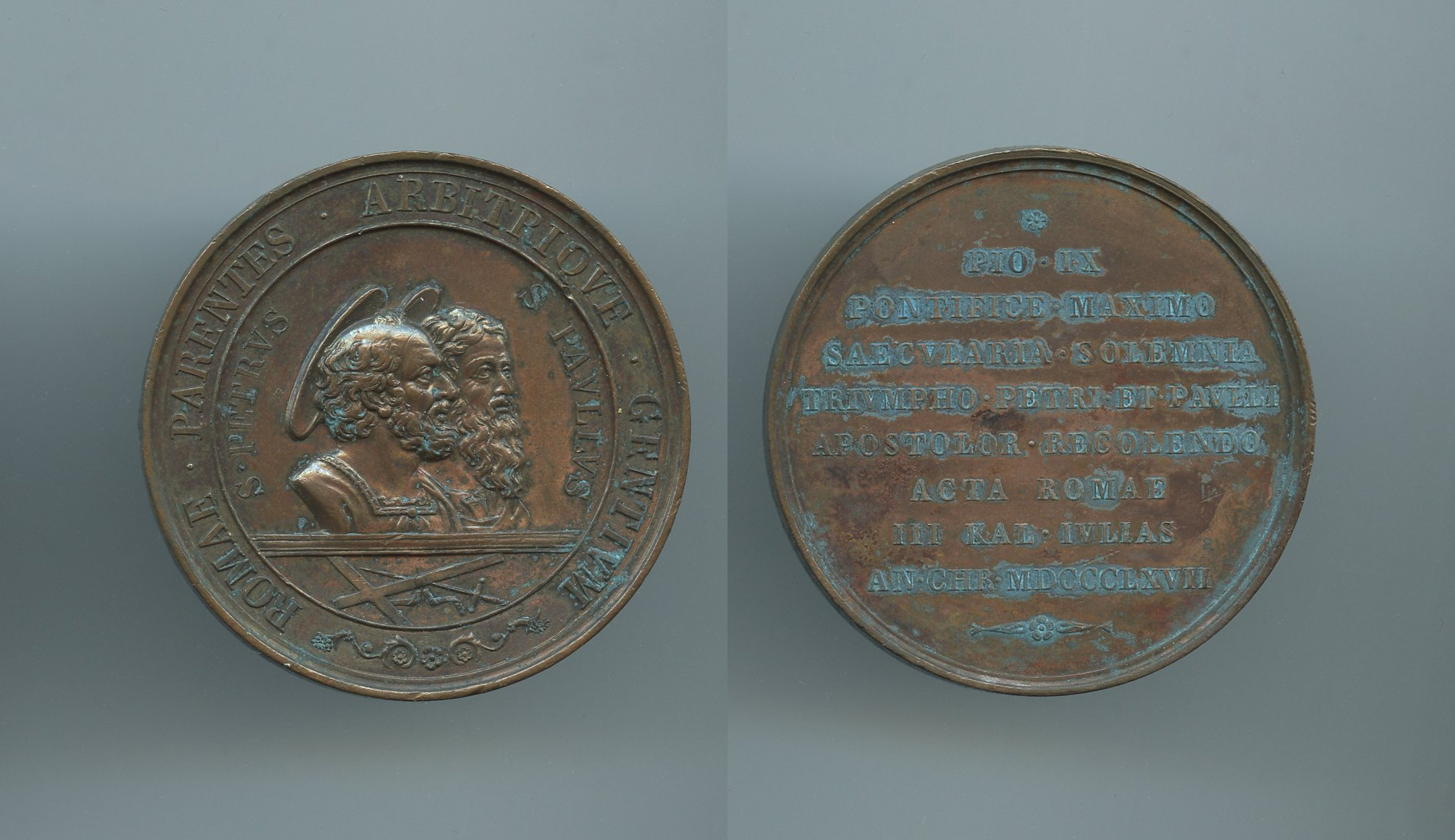 STATO PONTIFICIO, Pio IX (1846-1878) Medaglia 1967, 1800 anni del martirio dei SS. Pietro e Paolo