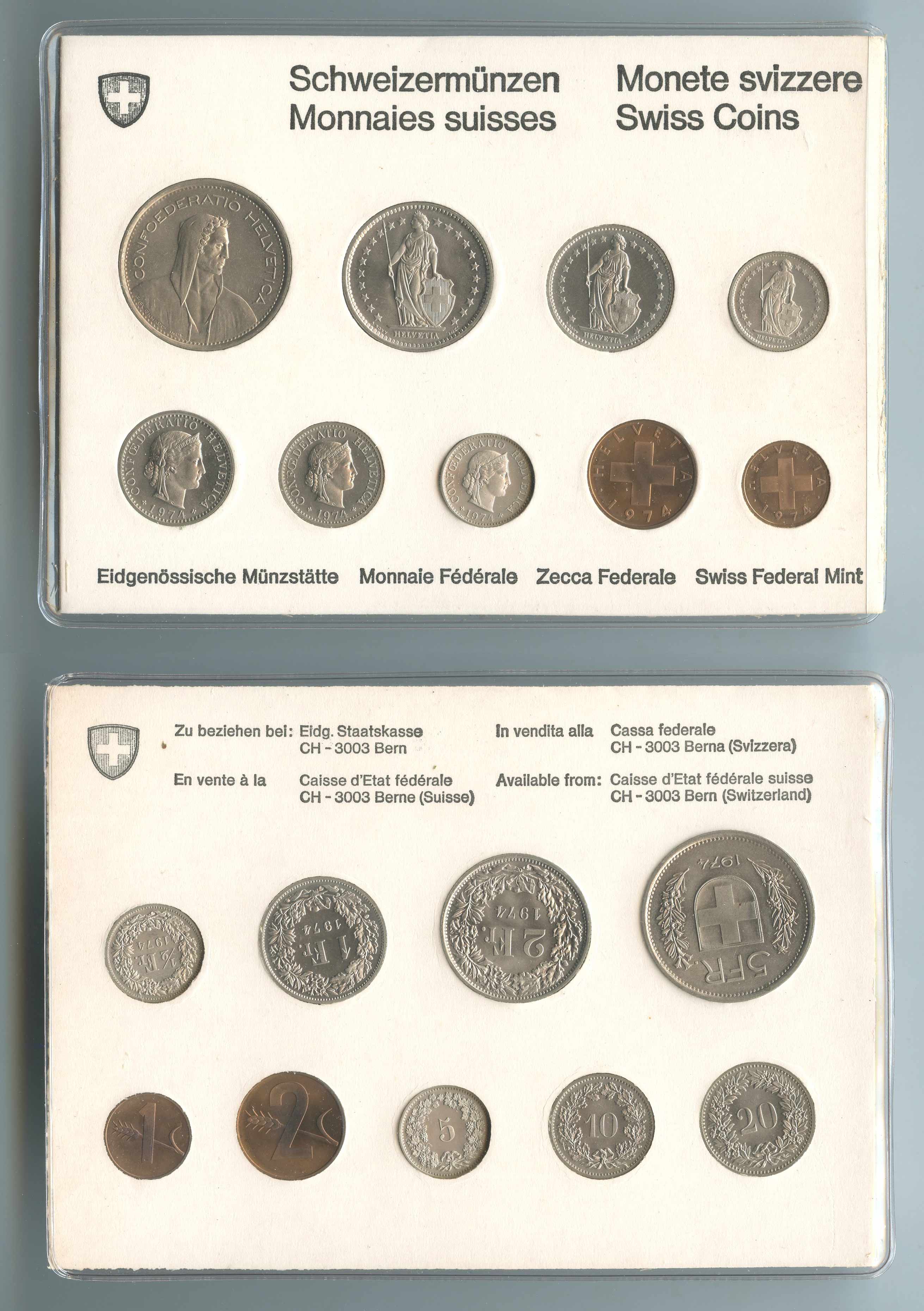 SVIZZERA, Serie Divisionale 1974 SVIZZERA, Serie Divisionale 1974