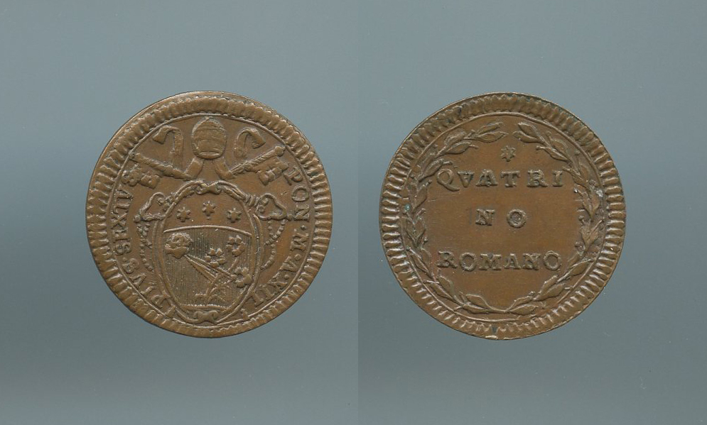 STATO PONTIFICIO, Pio VI (1775-1799) Quattrino A. XII STATO PONTIFICIO, Pio VI (1775-1799) Quattrino A. XII