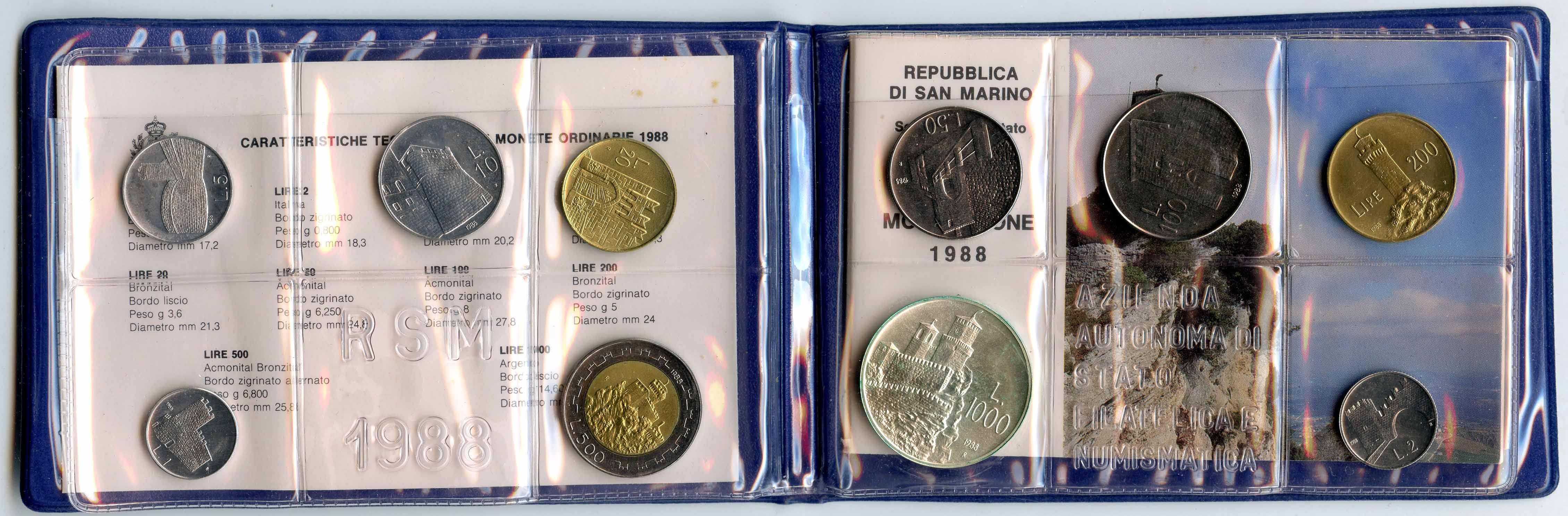 SAN MARINO, Serie Divisionale 1988 "Fortificazioni sammarinesi"