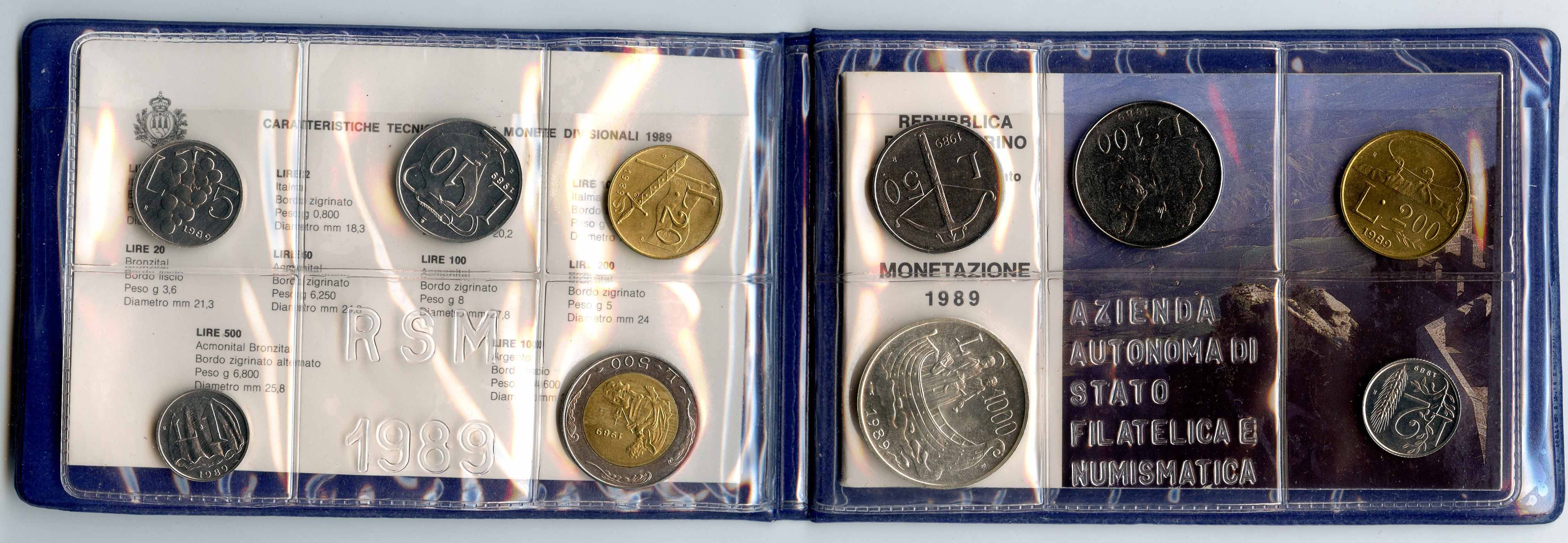 SAN MARINO, Serie Divisionale 1989 "16 secoli di storia rivolti al futuro" SAN MARINO, Serie Divisionale 1989 "16 secoli di storia rivolti al futuro"