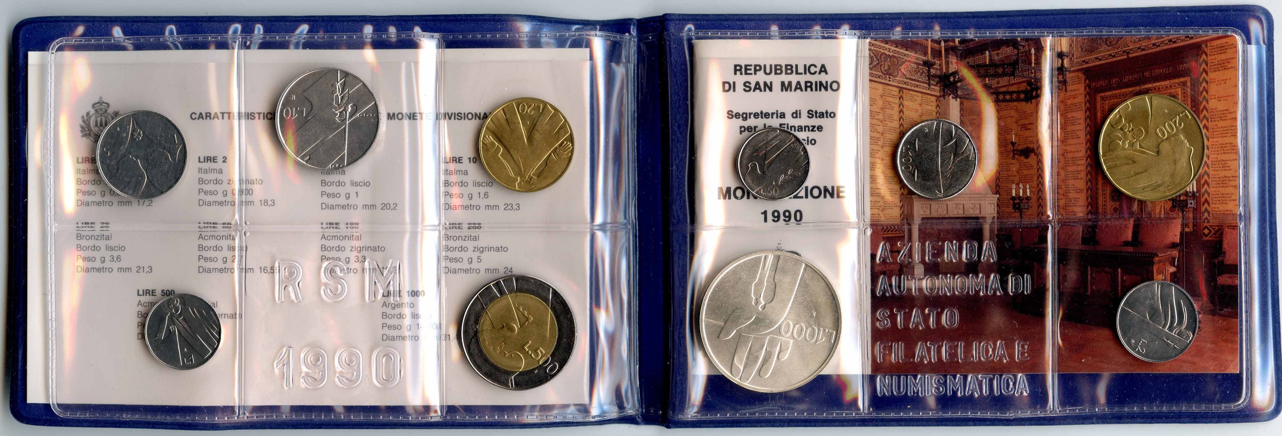 SAN MARINO, Serie Divisionale 1990 "16 secoli di storia rivolti al futuro" SAN MARINO, Serie Divisionale 1990 "16 secoli di storia rivolti al futuro"