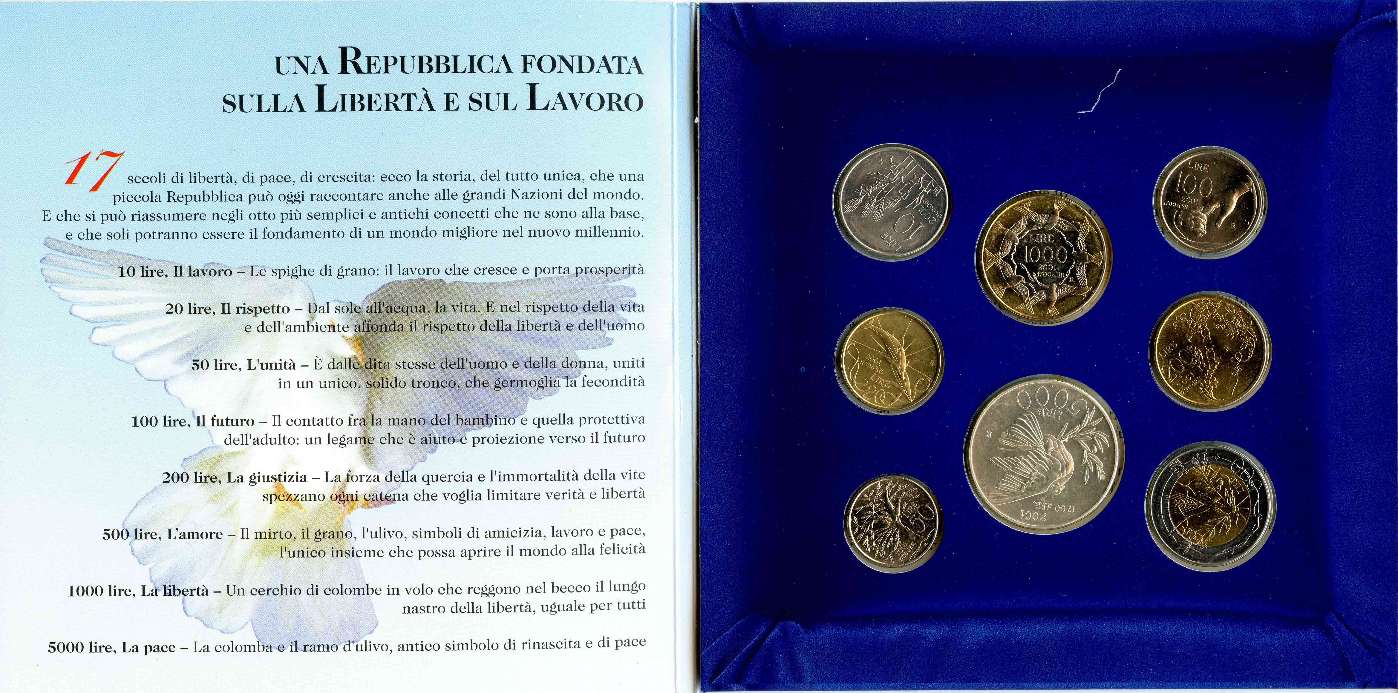 SAN MARINO, Serie Divisionale 2001 "1700 Repubblica di San Marino" SAN MARINO, Serie Divisionale 2001 "1700 Repubblica di San Marino"