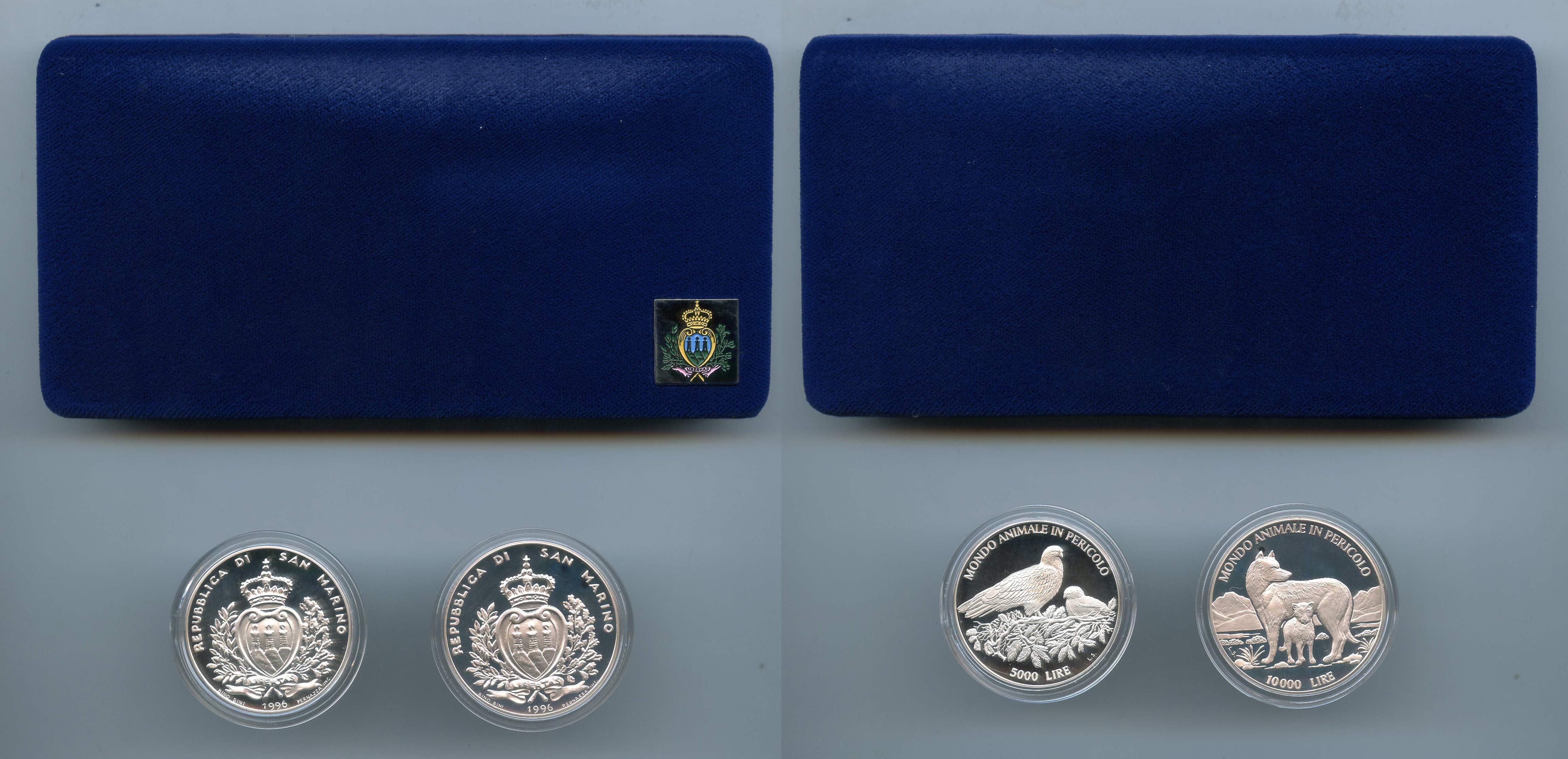 SAN MARINO, Dittico 10000 e 5000 Lire 1996 "Mondo animale in pericolo - 2a serie"