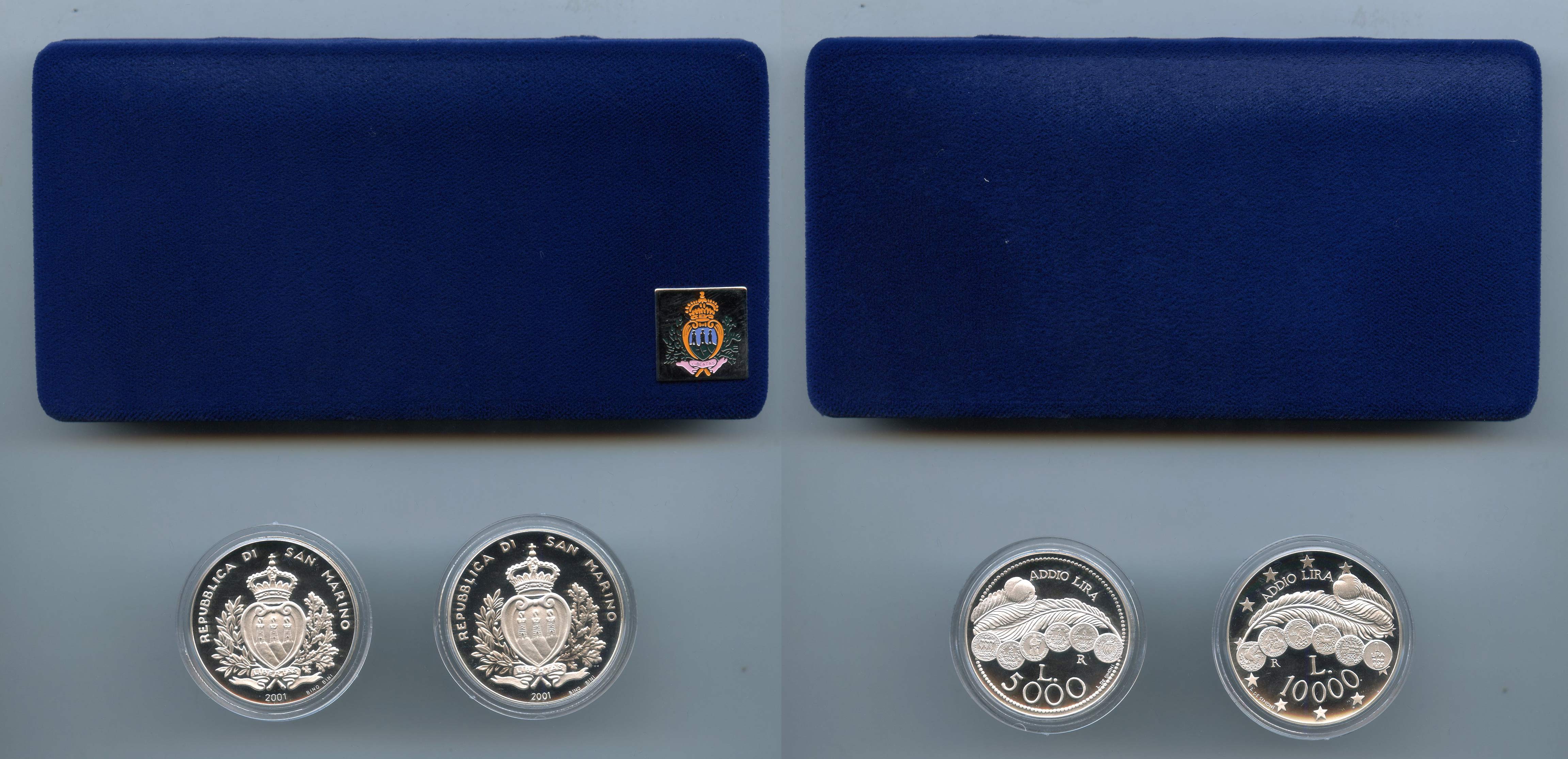 SAN MARINO, Dittico 10000 e 5000 Lire 2001 "Addio alla Lira"