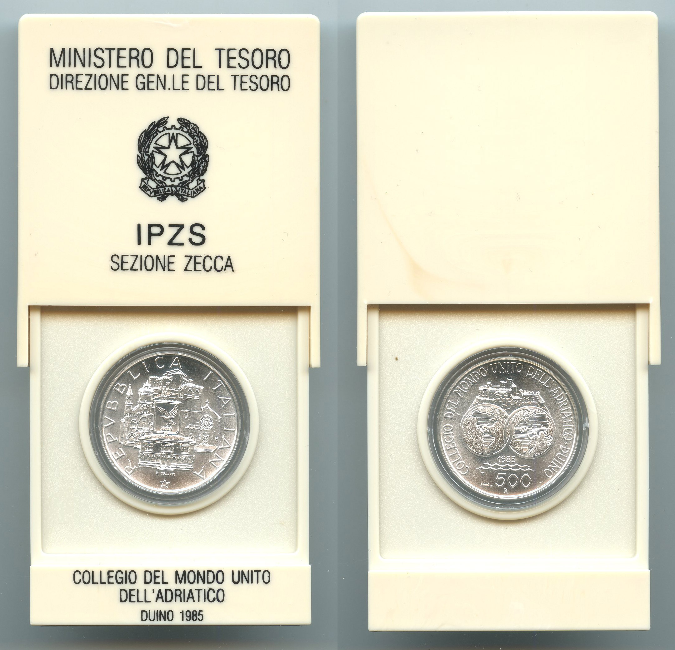 REPUBBLICA ITALIANA, 500 Lire 1985 "Mondo unito dell' Adriatico"