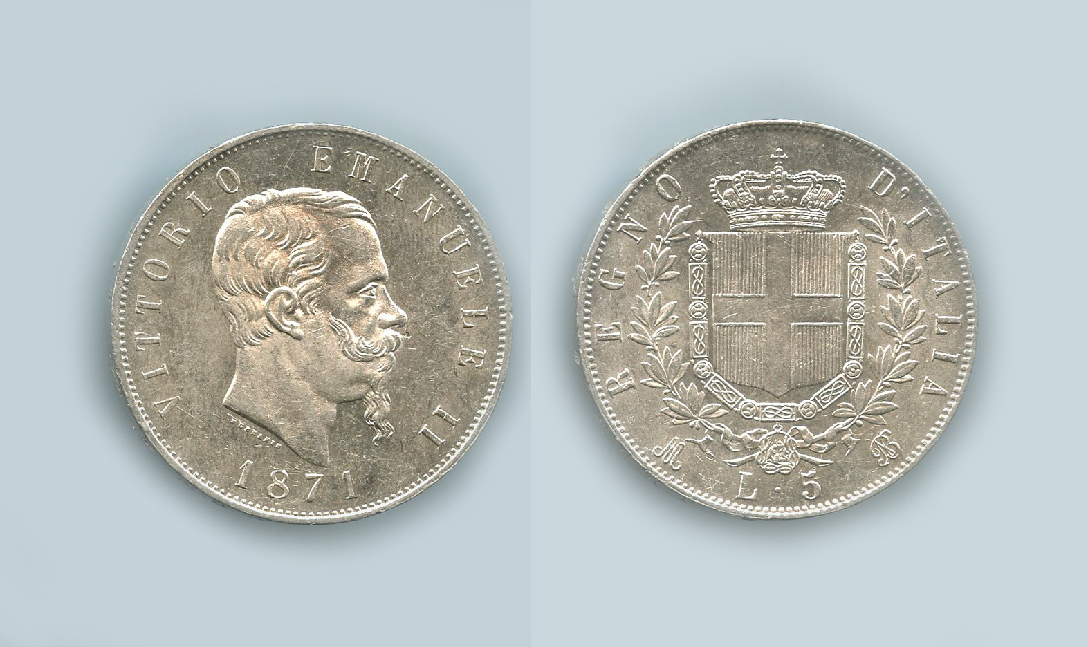 REGNO D' ITALIA, Vittorio Emanuele II (1861-1878) 5 Lire 1871 M