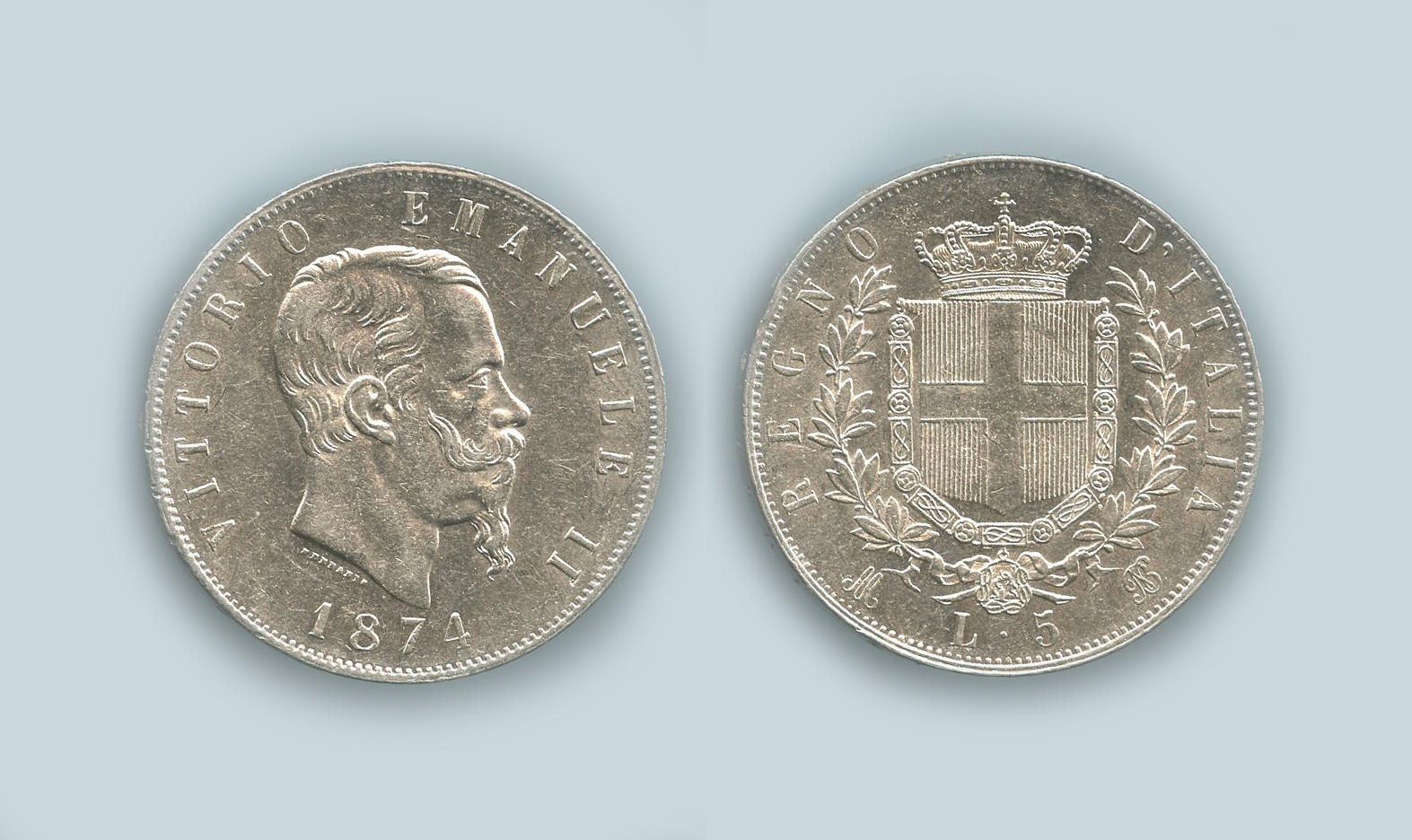 REGNO D' ITALIA, Vittorio Emanuele II (1861-1878) 5 Lire 1874 Milano