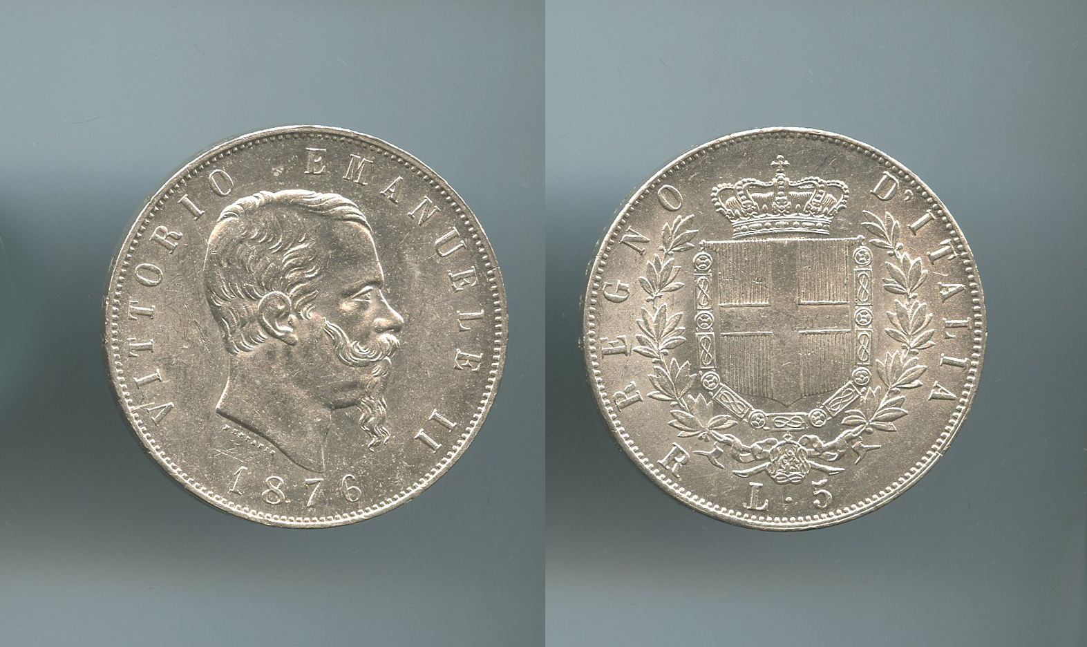 REGNO D' ITALIA, Vittorio Emanuele II (1861-1878) 5 Lire 1876 Roma