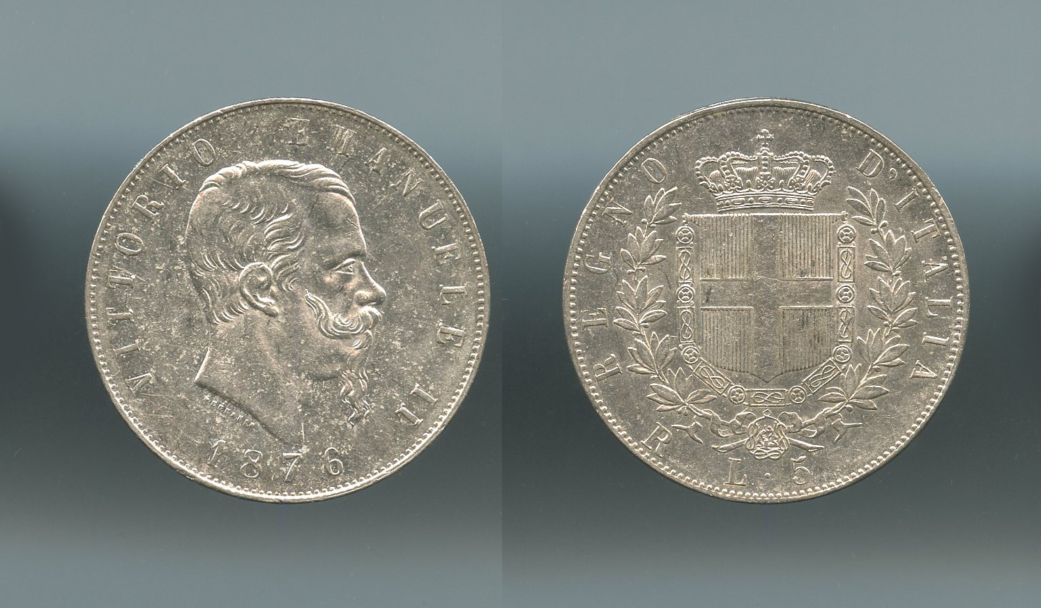 REGNO D' ITALIA, Vittorio Emanuele II (1861-1878) 5 Lire 1877 Roma
