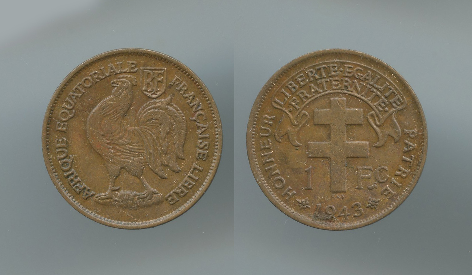 AFRICA EQUATORIALE FRANCESE, 1 Franc 1943 AFRICA EQUATORIALE FRANCESE, 1 Franc 1943